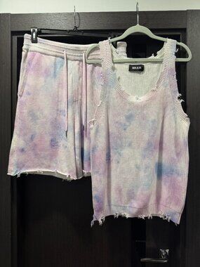 SER.O.YA New Yannis Ribbed-knit cotton tank and Shorts multi color, 2 Pieces